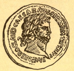 Coin showing the head of Nero