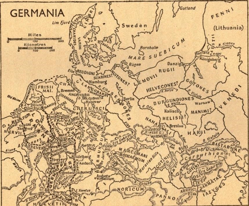 Map of Ancient Germany (100 A.D.)
