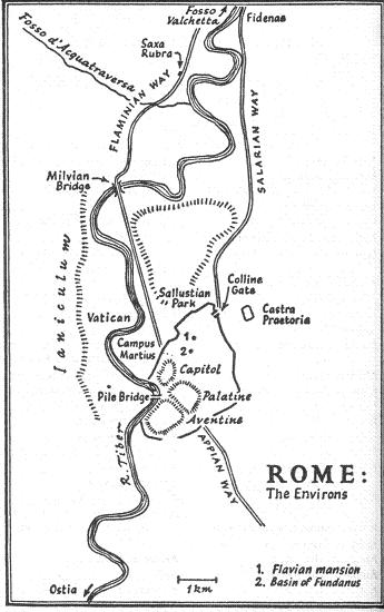 Map of Ancient Rome; the environs, 1st century A.D.