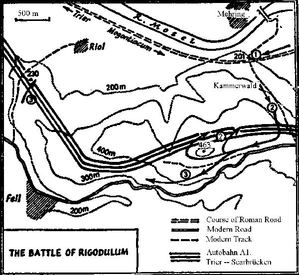 Map of the Ancient Battle of Rigodulum, first century A.D.