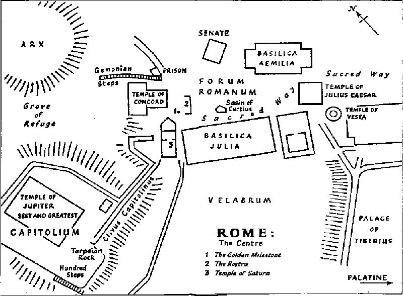 Map of the centre of Ancient Rome 1 A.D.