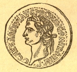 Coin showing the head of Caligula