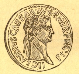 Coin showing the head of Claudius