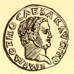 Coin showing the head of Otho